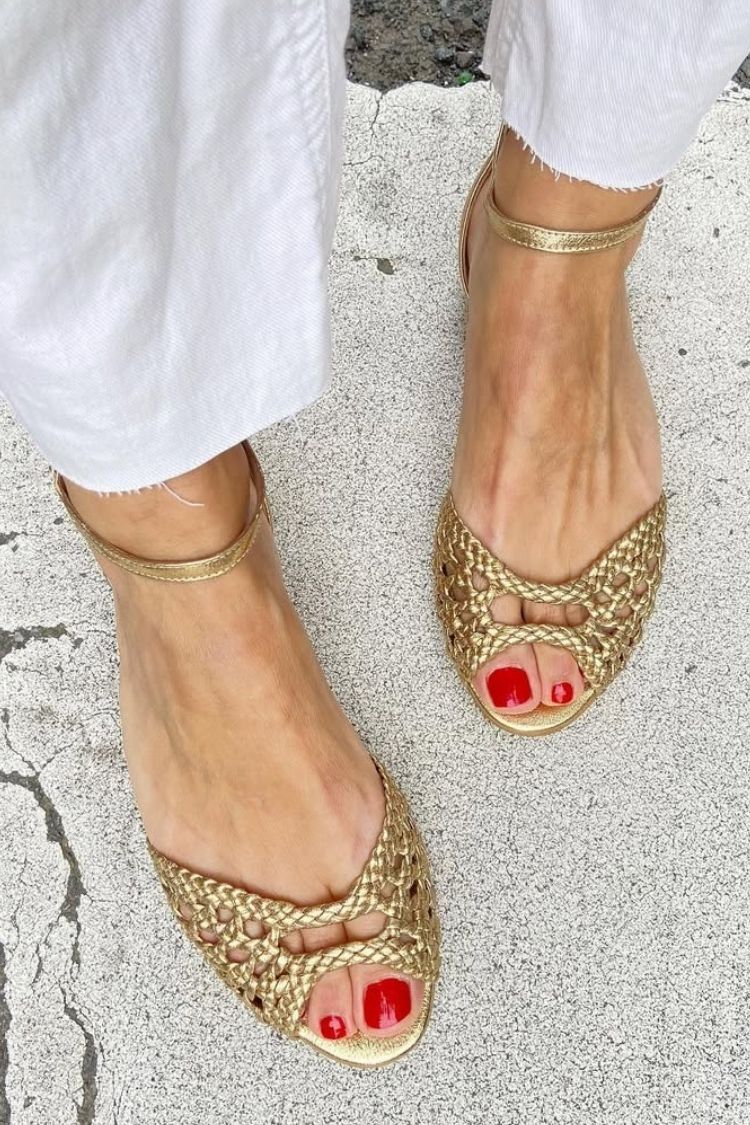 Isa | Braided Gold Sandals