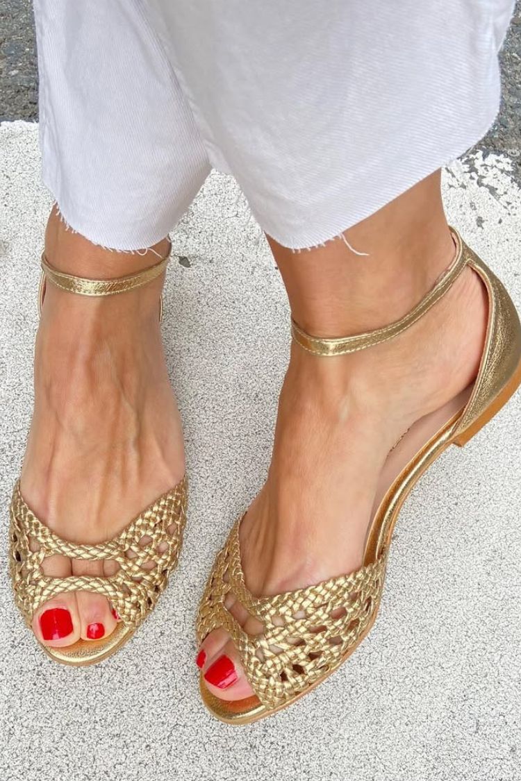 Isa | Braided Gold Sandals